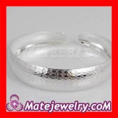 925 Sterling Silver 13mm Small Rhombic Engraved Pattern Bangle Bracelet