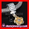 european sterling siver charm with gold flower dangle