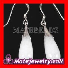 european White Gemstone Drop Silver Earrings