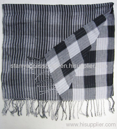 100% cotton black woven scarf