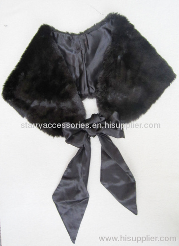fake fur black winter shawl