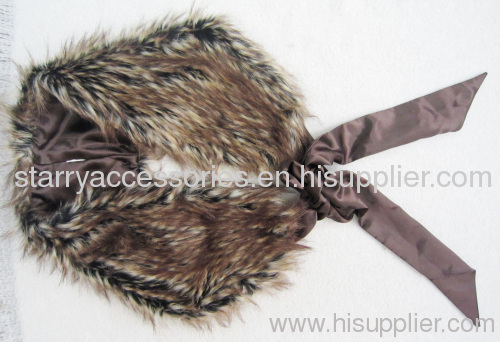 fake fur golden winter shawl