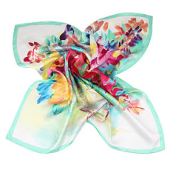 Printed Peony Pure Silk Scarves 65×65cm Medium Square Silk Scarf Shawls Wholesale