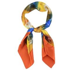 Floral Large Orange Square Silk Scarves for Women 105×105cm Hand Painted Silk Scarf