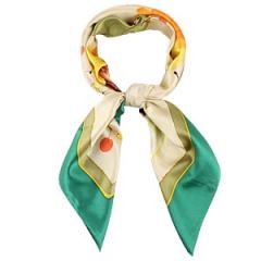 Floral Large Green Square Silk Scarves for Women 105×105cm Hand Painted Silk Scarf