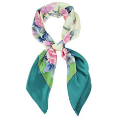 Elaborately Hand Painted Green Silk Scarf 108×108cm Large Square Silk Scarves for Women