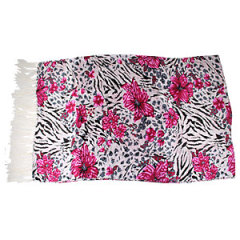 Long Oblong Fringed pink flowers Silk Scarves 170×50cm Silk Scarf Painting Wholesale