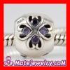 925 Sterling Silver February purple Birthstone Charm Beads with CZ Stone
