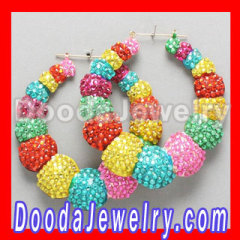 Wholesale Basket Ball Wives Celeb Inspired Gold Multi Bamboo Earrings