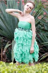 green emire cocktail gowns,puff tiered cocktail gowns, mini women cocktail gowns