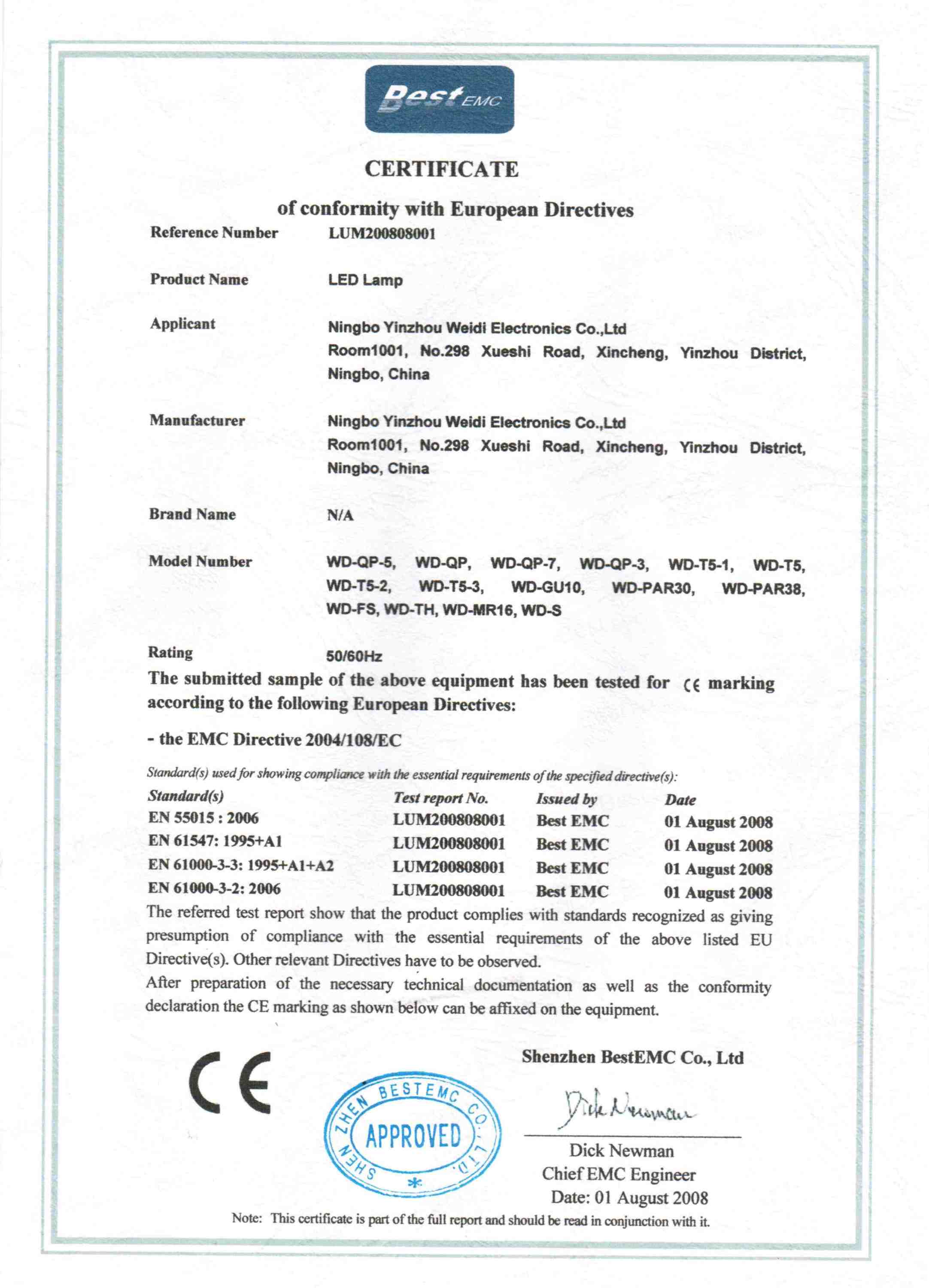 CE certificate