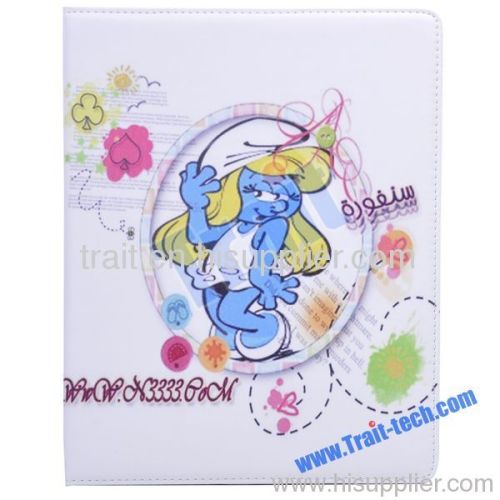 Cute Cartoon Leather Cover for iPad 2 Stand