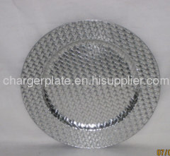 Wholesale silver plastic charger plates/cheap plastic charger trays/christmas pp plate