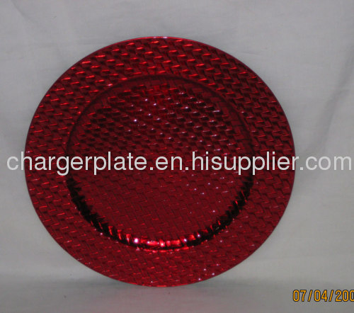 Red plastic charger plate for sale/sell red foil pp plate/lacquer plates/decorative charger trays