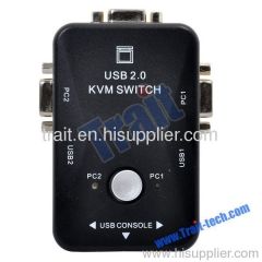 New Manual USB 2.0 2 Port KVM Switch Box