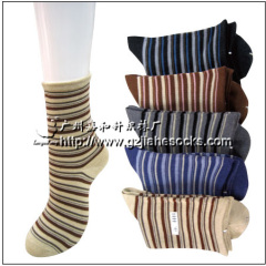 Ladies Mid Calf Striped Socks