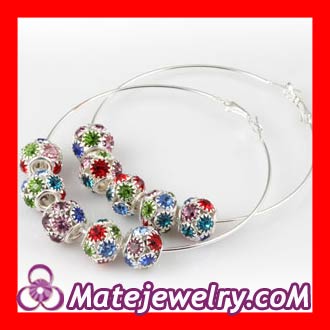 Basketball Wives Hoop Earrings With Colorful Crystal Ball Beads