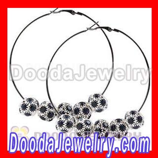 Basketball Wives black crystal ball hoop earrings