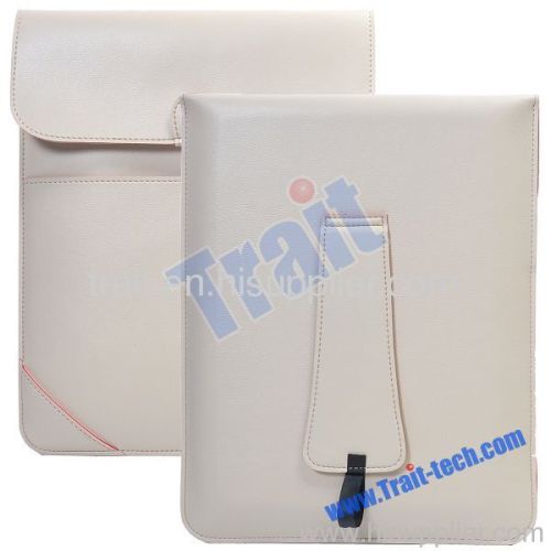 Muti-functional Leather Pouch Stand Case for iPad 2 (Cream)