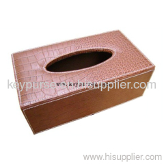 Leather Tissue Holder Brown