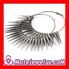 70mm Gun Black Basketball Wives Spike Hoop Earrings Wholesale