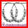 70mm Basketball Wives Silver Rhinestone Crystal Ball Hoop Earrings Wholesale