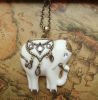 Thailand Beautiful White Elephant Pendant Long Necklace