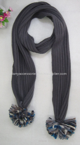 100% acrylic grey knitted winter scarf
