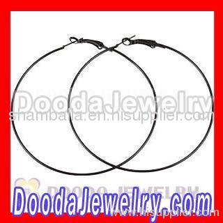Cheap 70mm Basketball Wives Plain Black Hoop Earrings Wholesale