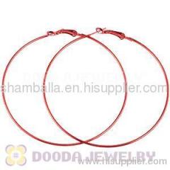 70mm Basketball Wives Red Plain Silver Hoop Earrings Wholesale