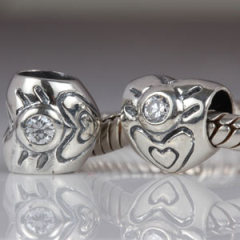 european Largehole Jewelry Heart Charms with April Birthstone