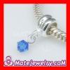european sterling silver charm with March Birthstone dangle
