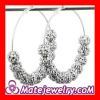 70mm Basketball Wives Silver Rhinestone Crystal Ball Hoop Earrings Wholesale