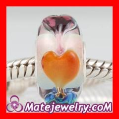 glass heart beads silver core