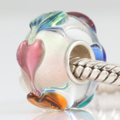 Love and love glass beads in 925 silver core