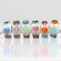 Love and love glass beads in 925 silver core