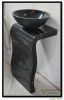 black stone marble pedestal basin