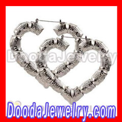 Cheap Basketball Wives Black Heart Bamboo Hoop Earrings Wholesale