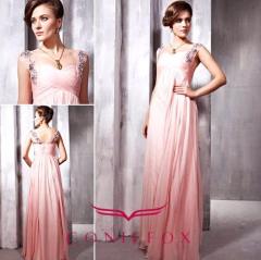 pink straped embroidered wrap prom evening dresses