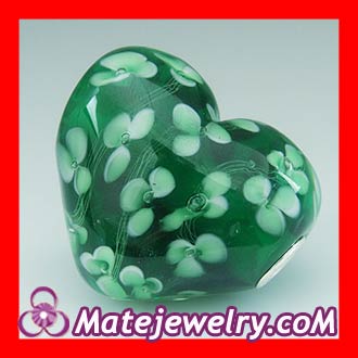 european glass heart beads