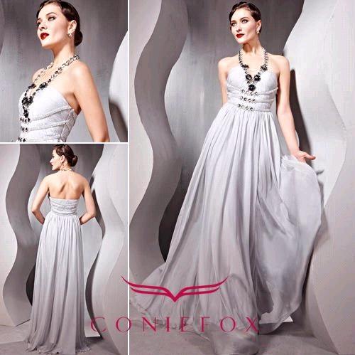 glamorous beaded halter full skirt formal costume dresses
