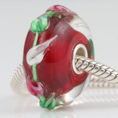 european 10X20mm Large Murano Glass Pendant Beads sterling silver core