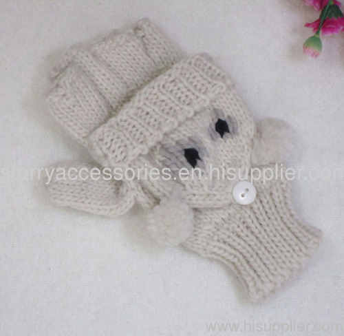 100% acrylic knitted animal winter gloves