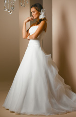 A-line Strapless Floor-length Wedding Gown