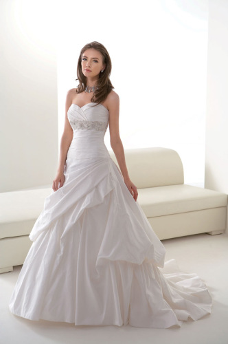 A-line Strapless Satin Court Train Wedding Gown
