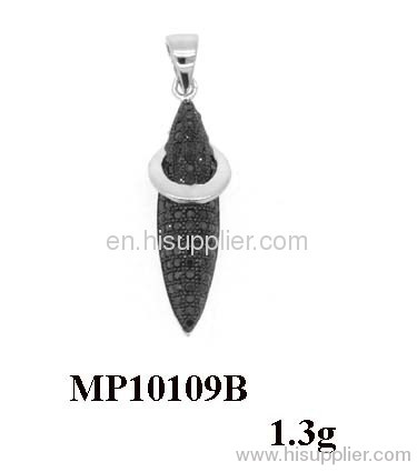 Black Spinel Sterling Silver Pendant