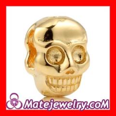 european 8×11mm 18K Gold plated Sterling Silver Skull Head Bead