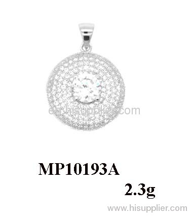 Round Main Stone Sterling Silver Pendant