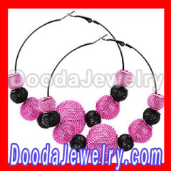 Basketball Wives Mesh Earrings Pink Rhinestone wholesale