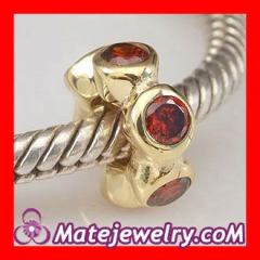 Gold european orange crystal spacers